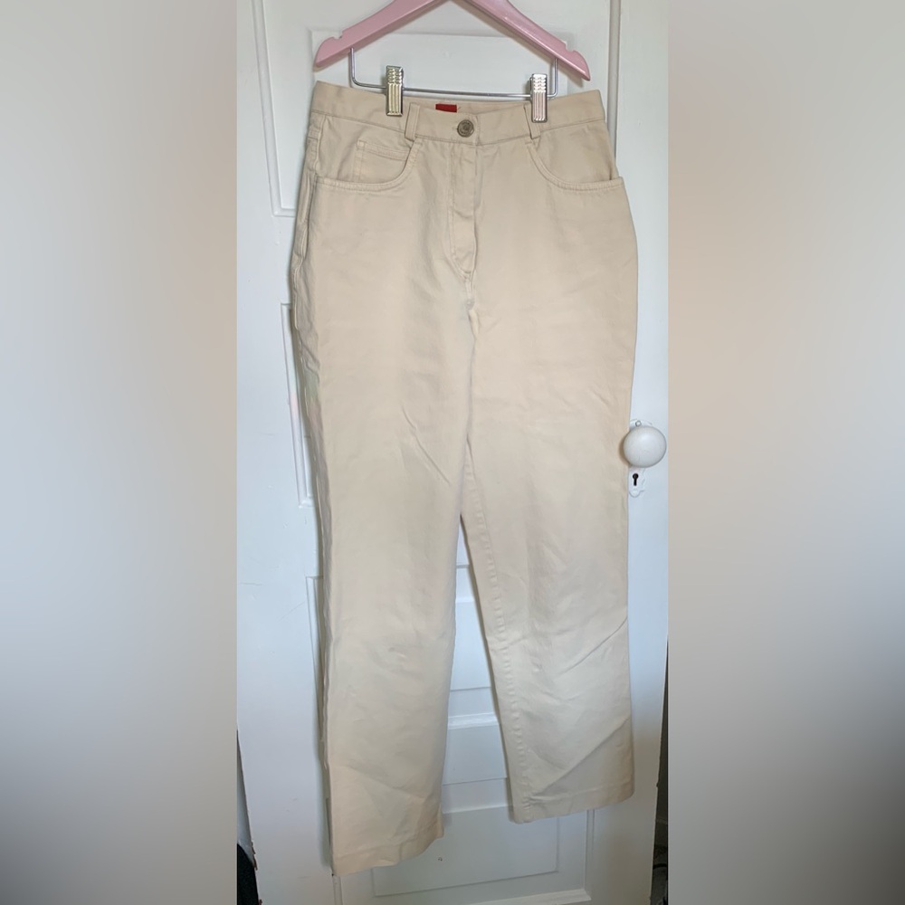 Olsen Cream Straight-Leg Pants